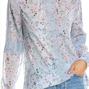 Ted Baker London Sheer Floral Lace Blouse | Size 1 (XS/S)